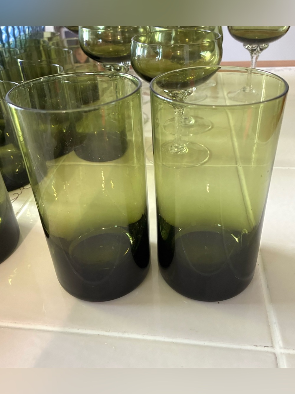 Sasaki Coronation Dark Green 13 Oz Tumblers  Set Of 2 Vintage